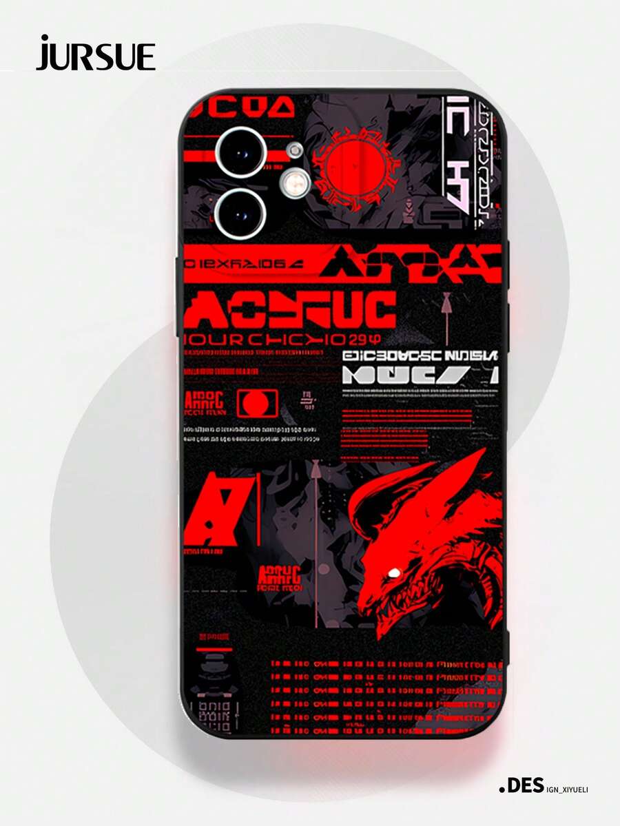 JURSUE 动漫时尚美学防震保护软手机壳，兼容 17/16/15/14/13/12/11 Pro Max/SE/2020/X/XR/XS/IP 8/7 Plus HFF3553 - 黑色 - 查看 1