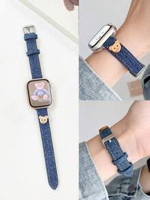 1 chiếc dây đeo đồng hồ thời trang & dễ thương dành cho nữ sinh, phù hợp với Series SE/S10/S9/S8/S7/S6/S5/S4/S3/S2/S1 kích thước 38mm 40mm 41mm 42mm 44mm 45mm 46mm, màu xanh cổ điển với họa tiết hình gấu đáng yêu, quà tặng cho bạn gái/nữ sinh. - Màu xanh nhạt - Xem 15