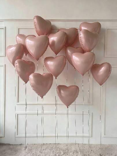 10 Stücke 18-Zoll hellrosa herzförmige Aluminiumfolie Ballons, geeignet für Hochzeit, Geburtstag, Jahrestag, Valentinstag Dekoration, Innenraum Dekoration