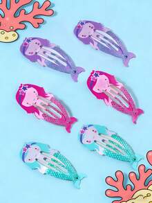 6pcs/Set Cute Mermaid Style Hair Clips, Fashionable & Versatile Daily Hair Accessories For Girls - Multicolor - View 2