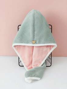 1 pieza Toalla de secado de cabello para mujer de doble capa de secado rápido y grosor, súper absorbente, envolvente de cabello para adultos y estudiantes, diadema para el hogar, gorro de ducha para decoración de baño - Multicolor - Ver 9
