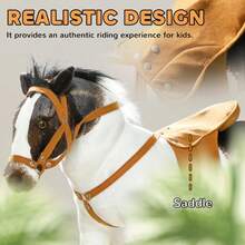 Realistic Plush Ride-On Horse Toy For Kids 3-8, Stuffed Animal Pony With Saddle, Interactive Riding Toy For Children - Brown - View 3