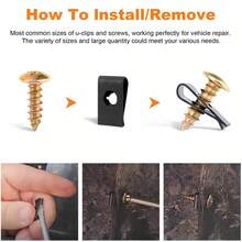 200X Universal Metal U-Type Screw + Clips Car Bumper Fender Trim Panel Fastener - 200pcs - View 5