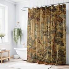 French Verdure Shower Curtain,  Style Tapestry Reproduction, Vintage Bathroom Decor, Elegant Bath Curtain, Country Farmhouse Chic - A - 查看 10