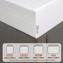 1Pieza Sábana de Cajón Ajustable para Individual/Matrimonial/Queen/King Protectora de Colchón Tela Alta Elasticidad,No Hace Bolitas Ajuste Perfecto y Silenciosa,Uso Todo el Año Ideal para Hogar Hotel y Departamento(Sin Fundas de Almohada) - Blanco - Ver 5