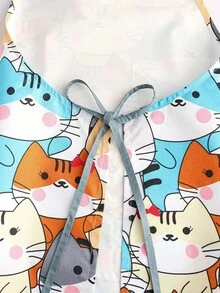 A Household Kitchen Cooking Waterproof Cat Pattern Printed Apron, Suitable For Kitchens, Bathrooms, Homes, And Household Items. Oil And Stain Resistant Apron - Multicolor - View 8