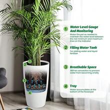 22" Tall Round Planter Set of 2, Self Watering Pots for Indoor Plants, Large Flower Pot Outdoor With Built-In Drainage and a Water Level Monitor, for Patio, Porch, Living Room, or Home Office, White - 2 piezas de 21,7 pulgadas - Ver 6