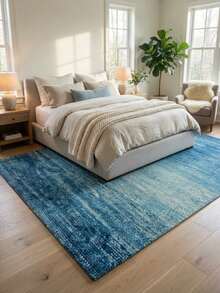 1pc Blue Ocean Style Carpet, Golden Rhombus Velvet (850g/Sqm) Vintage Bohemian Decorative Carpet, Suitable For Living Room, Entrance And Hallway - Multicolor - View 4