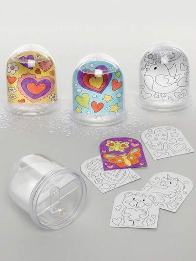 6pcs DIY Plastic Snow Globe Photo Frame Set - Transparent Dome, Heart Cutout Design And Sturdy Base, Suitable For All Seasons Crafting - Christmas/Valentine's Day/Easter/Halloween Party Gifts - Can Be Decorated With Sequins And Stickers To Create Elegant Keepsakes - Ideal For Holiday Family Activities, Vacation Classroom Crafts, Commemorative Gift Making, Seasonal Home Decor, Children's Creative Projects