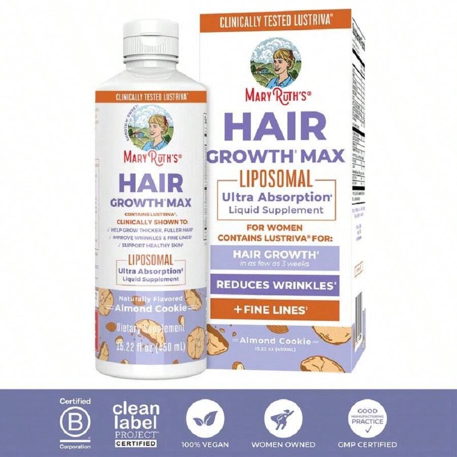 MaryRuthOrganics Women's Hair Growth MAX Liposomal | With Lustriv A® + Biotin 10000mcg + Pumpkin Seed Oil | Thicker Hair | Hair Care | Wrinkles, Fine Lines, Skin Care | Ages 18+ | 15.22 Fl Oz Weight Loss Free Shipping Wellness Weight Loss Products Free Shipping Items Only Viberator Health Vitamins Supplements Chlorophyll Creatina Monohidratada En Polvo Pastillas Para Bajar De Peso Vitamins Probiotics For Women Dildos Consoladores Protein Powder Lemme Gummies Vaginal Vap Creatina Colageno Para Mujer Health Condom Vitaminas Quick Ship Items Consolador Bbl Gummies - 15.22 Fl Oz - View 1
