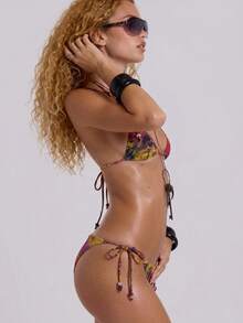 2026 Women's Beach Summer Swimsuit Set Random Print Spaghetti Strap Sexy Bikini , Summer Outfits,Elegant,Valentine's Day,Beach,Vacation,Carnival,Casual,Chic,Summer Outfits,Summer Holiday Outfits,Spring,Valentine Outfits For Women,Carnival. - Hồng - Xem 5