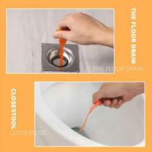 1-Piece Drain Pipe Unclogging Tool Set, Plastic Drain Pipe Unclogger, Designed Specifically For Removing Hair From Shower Rooms, Kitchen Sinks, Bathtubs, And Bathroom Pipes, Effectively Captures Hair During Drain Cleaning. - 1PC-orange - View 4
