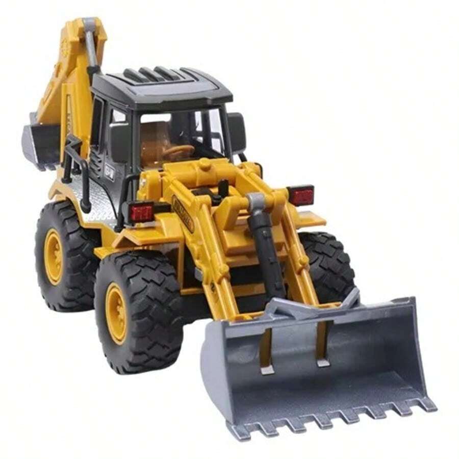 Pacharita friccion ruedas goma, excavadora de aleacion, tractor, camion de construccion, cuchara metal - Mostaza Amarilla - Ver 1