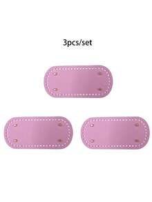 3pcs Crochet Woven Bag Bottom Bases, Oval PU Leather Bag Bottoms With Holes, Suitable For DIY Crochet Handbag, Tote Bag, Shoulder Bag Making - Multicolor - View 20