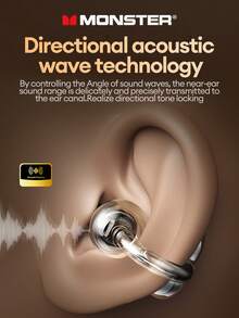 MONSTER D08 优雅商务蓝牙耳机，蓝牙 6.0 立体环绕声，高品质音乐和游戏音效，定向传输，通话清晰，降噪功能，超长续航，适用于智能手机、电脑的无线耳机，礼品之选 - 灰色 - 查看 4