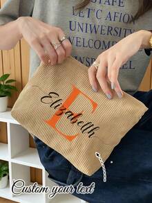 Customized Makeup Bag Personalized Small Pouch Customized Cosmetic Bag Customized Letter Name Logo Storage Bag Lightweight Zipper Makeup Travel Bag - Multicolor - View 3