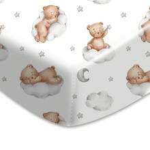 Oaoleer 1PC Crib Sheets For Boys & Girls, Teddy Bears Clouds Pattern, Neutral, Mini Crib Mattress Sheets, Fitted - Multicolor - View 3