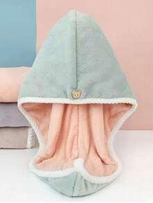 1 pieza Toalla de secado de cabello para mujer de doble capa de secado rápido y grosor, súper absorbente, envolvente de cabello para adultos y estudiantes, diadema para el hogar, gorro de ducha para decoración de baño - Multicolor - Ver 11