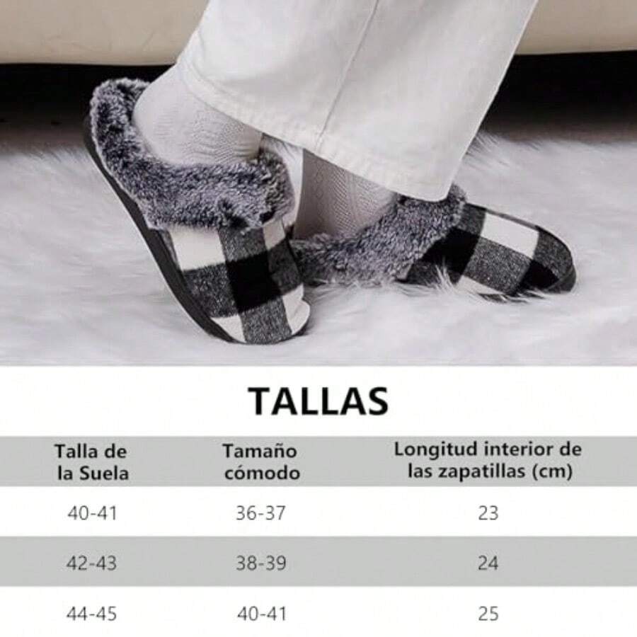 Pantuflas para Hombres y Mujeres Comodas Con Suelas Antideslizantes Espuma Viscoelástica y Felpa Gruesa para Interiores y Exteriores-035 - 24,0 centímetros - Ver 1
