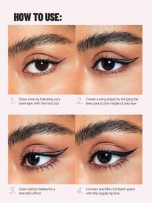 Pudaier 防水液体眼线笔 - 黑色，速干，不晕染，持久防水，不脱妆，丝滑柔顺，持久保持妆容，不易褪色，适合初学者。 - 黑色 - 查看 6