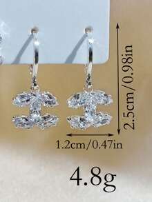 LADYCOCO 一对时尚、优雅、简约奢华的高端铜镶嵌立方氧化锆吊坠耳环，适合女性日常佩戴 - 多色A - 查看 3