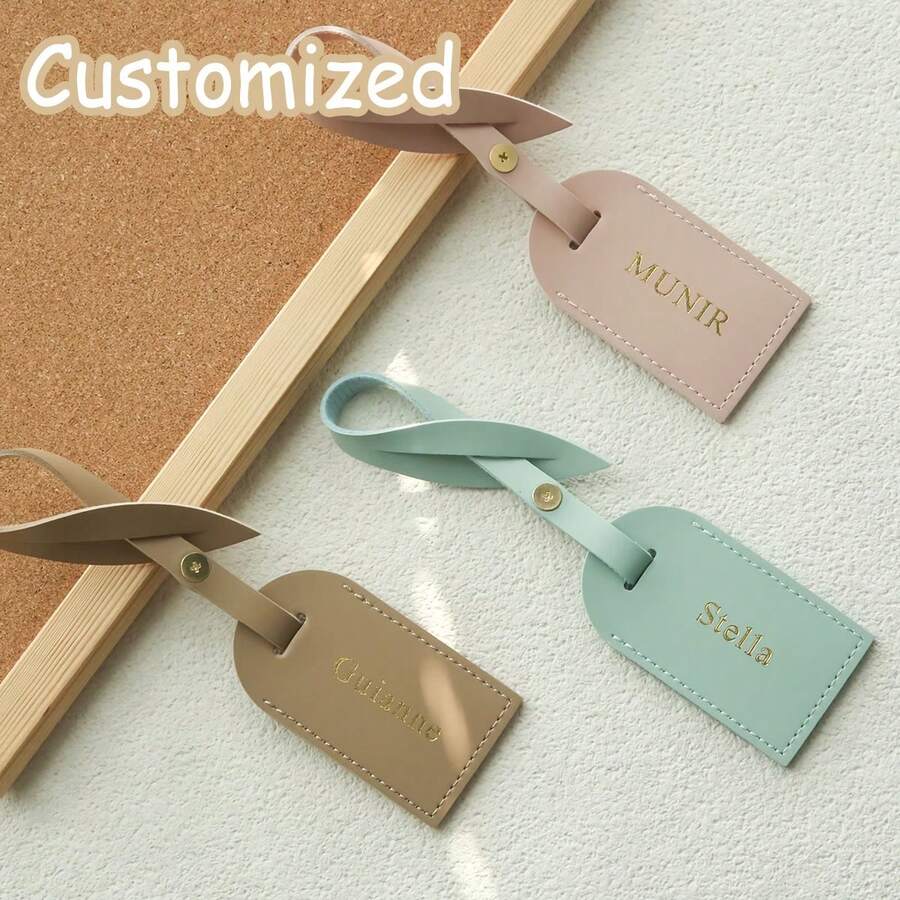 1pc Personalized Luggage Tag, Customizable With Name And Gold Letter Identification, Suitable For Luggage, Backpacks, Unique Travel Accessory And Gift - Multicolor - View 1