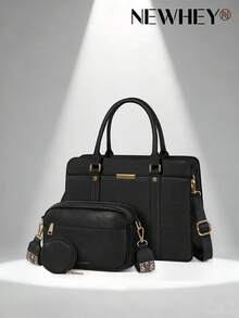 Handtaschen für Damen, 3er-Set mit Schultertasche, Münzbörse, Handtasche aus PU-Leder für Arbeit, Schule, Lässig - Verschiedenfarbig - Übersicht 2