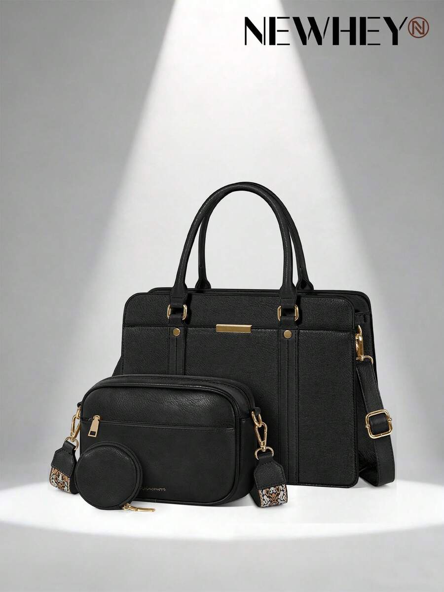 Handtaschen für Damen, 3er-Set mit Schultertasche, Münzbörse, Handtasche aus PU-Leder für Arbeit, Schule, Lässig