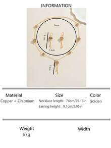 Bộ trang sức ngọc trai giả đèn lồng cổ điển 3 món, Bộ trang sức đá Jasper Zirconia mạ đồng, Bộ trang sức sang trọng theo phong cách Bohemian cho đám cưới, tiệc, lễ hội - Vàng - Xem 16