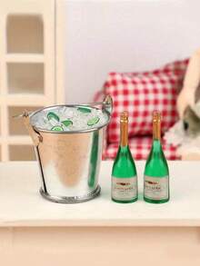 POKOJA LAND Bộ 7 món phụ kiện nhà búp bê mini - Chai rượu vang, Bộ rượu sâm panh, Đồ trang trí nội thất thu nhỏ tỷ lệ 1:6/1:12, Thích hợp làm quà tặng Halloween/Lễ Tạ ơn/Giáng sinh - Nhiều màu - Xem 7