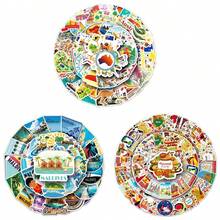 50 pièces Autocollants de paysage de voyage extérieur d'Australie/Maldives/Espagne, convenant pour ordinateur portable, bouteille d'eau, guitare, vélo, , pare-chocs, bagage, planche à roulettes, graffiti, autocollants mignons, meilleur cadeau pour les adolescents et les jeunes adultes, fournitures de scrapbooking - 50 pièces - Voir 1