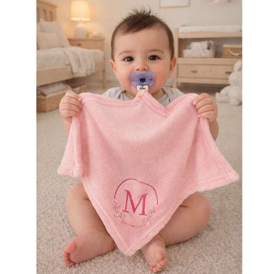 Naninha Bebê Personalizada com Inicial Letra  Prendedor de Chupeta Paninho