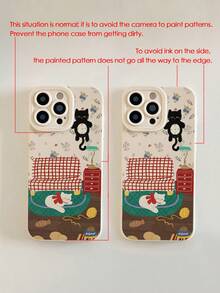 可爱猫咪彩绘镂空米色草莓手链吊坠简约时尚创意防震手机壳，兼容 17/ 17 Pro/ 17 Pro Max/ 16/11/16 Pro/16 Plus/16 Pro Max/16 e/15 Pro Max/13/14/12/XS/XR/7G/8P，兼容三星 Galaxy S25/S25 Plus/S25 Ultra/A16/A36/A26/A56/A50/A12/A32 - 彩色 - 查看 9