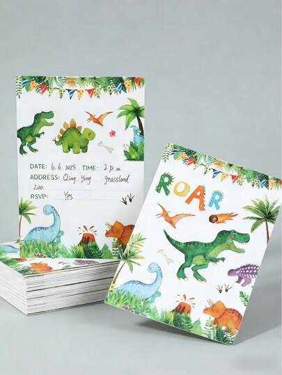 12 piezas Tarjetas de invitación de fiesta de dinosaurios, Tarjetas de invitación de fiesta de dinosaurios, Decoración de fiesta de cumpleaños de dinosaurios, Decoración de fiesta salvaje, Decoración de fiesta de bebé, Tarjetas de invitación de fiesta de festivales, Tarjetas de cumpleaños, Tarjetas de agradecimiento, Tarjetas de felicitación, Tarjetas de regalo de cumpleaños, Suministros para fiestas de cumpleaños, Etiquetas de empaque de regalo