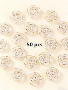 20/50/100/150/200片装亚克力叶子花朵吊坠，透明叶子吊坠，适用于珠宝制作、手链、项链、耳环等。 - 彩色 - 查看 24