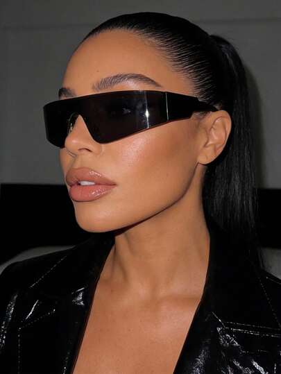 1pc Frameless Wraparound Fashion Glasses, Y2K Futuristic Style Personalized Street Photography Glasses For Women, Suitable For Daily Wear, Street Style, Vacation, Travel, Beach, Outdoor Activities