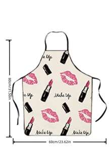 Makeup Lipstick & Nail Polish Pattern Apron, Funny Creative Kitchen Apron For Home Use, Anti-Stain - A - View 5