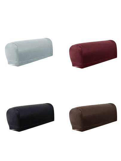 1 Pair PU Waterproof Sofa Armrest Covers (4 Pads Included), Classic Minimalist Design, Elastic Dust-Proof Sofa Armrest Protectors, Anti-Cat Scratch, Removable And Washable, Suitable For Living Room, Study, Bedroom Sofa Armrests, Brown, Wine Red, Light Gray