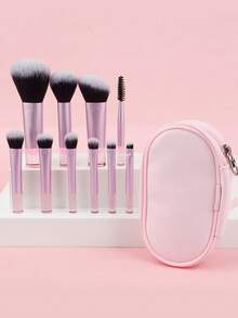 10 Pieces Of Travel Makeup Brush Set Pink Mini Makeup Brush Travel Portable Small Eye Shadow Eye Lipstick Foundation Brush Eye Shadow Contour Blush Concealer - Multicolor - View 1