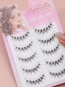 5 Pairs Of Natural False Eyelashes, Fluffy And Soft 3D Mink Eyelashes, Long And Smooth Eyelashes, Daily Work Meetings, Comfortable Wearing Of Natural False Eyelashes - 黑色 - 查看 6