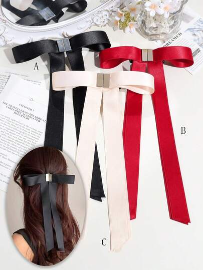 1pc Women's Fashion Detachable Bow Magnetic Hair Clip, Hair Claw Hair Accessory Suitable For Daily Wear