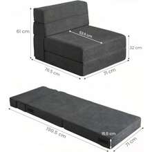 zxxATO Sofa Cama Indidual 4 en 1 Memory m - Sofa para Sala - Incluye Coin/Almoada de Es scoelas - Sofa Comprimido con Tela Suave Desmontable - Sillon Indidual Gris Oscurosofa cama - Gris Oscuro - Ver 3