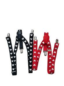 2条/套 时尚爱心印花可调节弹力背带，2.5厘米宽Y型背带，男女皆宜 - 彩色 - 查看 7