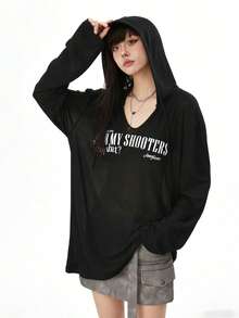 女士宽松轻薄爵士舞上衣T恤，轻盈防晒，春夏款 - 黑色 - 查看 5