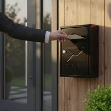 COSHANO Buzón Metálico de Pared para Exterior o Interior con Cerradura de Llave, Buzones con Anclaje en Pared, 26x20x8cm. (Negro) - C - Ver 3