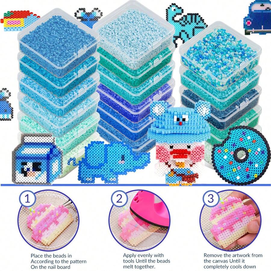 3100颗2.6毫米迷你熔珠像素拼图铁珠熔珠DIY高品质手工礼品 - 拼豆豆 - 查看 1