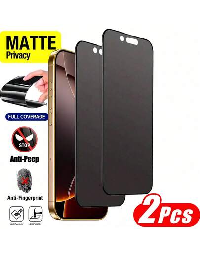 2 Packs - Matte Screen Protector For IPhone, Privacy Screen Protector, Anti-Spy, Anti-Fingerprint, Scratch-Resistant, Compatible With IPhone 17 Pro Max/17 Air/16 Pro Max/16 Plus/15 Pro Max/14/13 Pro Max/13 Mini/12/11/XS Max/XR/8 Plus/7 Plus Series. Scratch-Resistant, Anti-Fingerprint, Smooth Touch Surface, Anti-Scratch Coating, Anti-Glare Screen Protector. Suitable For IPhone Users And Smartphone Users.