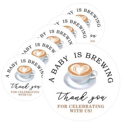 A Baby Is Brewing Baby Shower Decorations, 2" Coffee Themed Thank You For Celebrating With Us Stickers For Candy, Favors, Gifts, Envelopes, Brewing Coffee Decorations