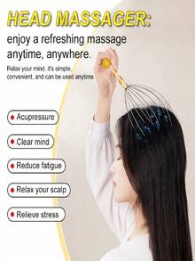 1pc Octopus Head Massager, 12 Tentacle Scalp Massage Tool, Fun Relaxation Gift, Soul Extractor, Head Scratcher, Unisex Stress Relief Massager - Multicolor - View 8