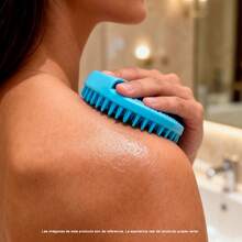 Cepillo Exfoliante Corporal Silicona Multiusos Masaje Cerdas Suaves Forma Circular Ergonómica Banda Agarre Rosa Verde Azul Baño Ducha - Verde - Ver 3